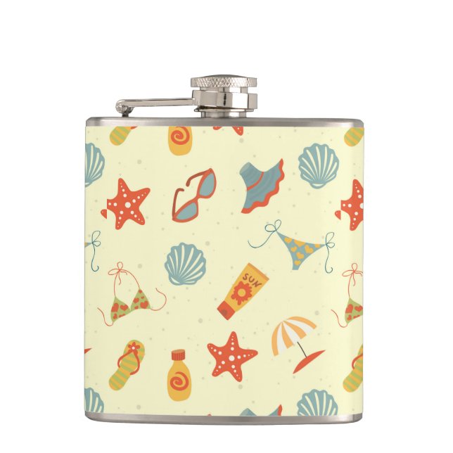 Summer Beach Pattern Hip Flask (Front)