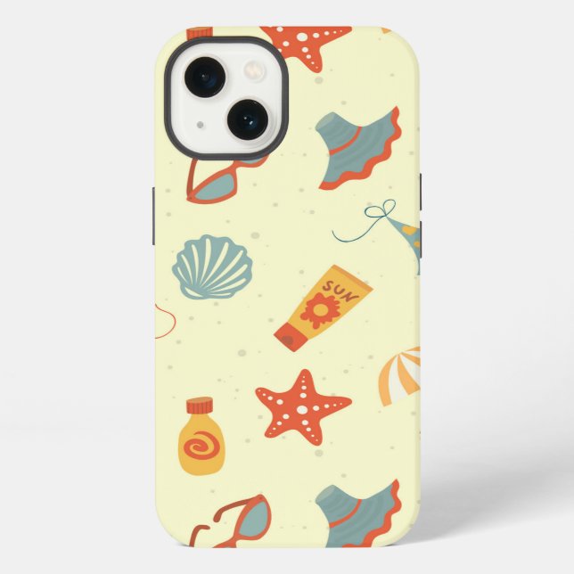 Summer Beach Pattern iPhone Case (Back)