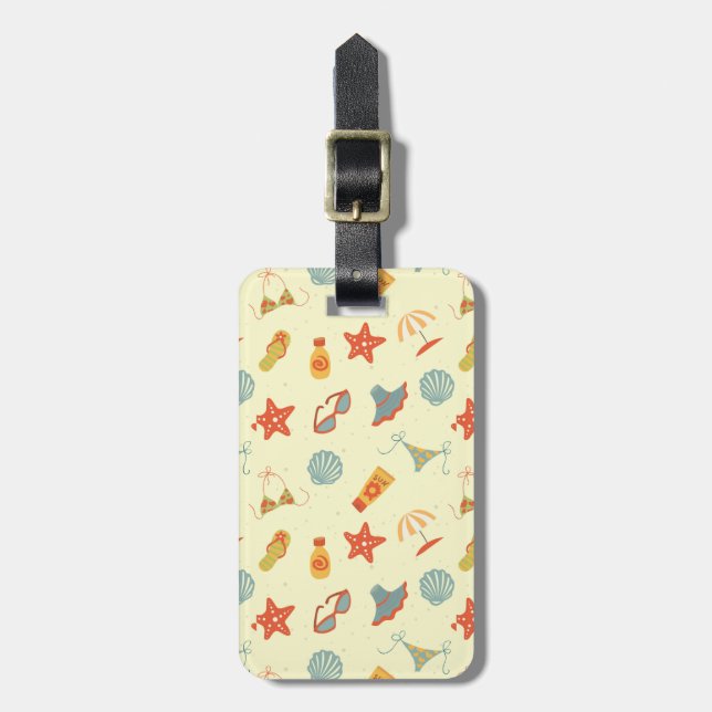 Summer Beach Pattern Luggage Tag (Front Vertical)