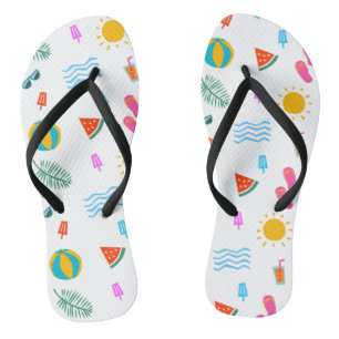 Summer Beach Pattern Pair of Flip Flops