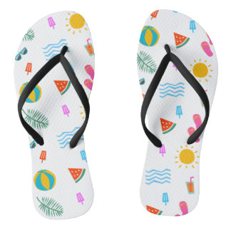 Summer Beach Pattern Pair of Flip Flops