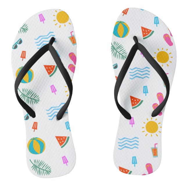 Summer Beach Pattern Pair of Flip Flops (Footbed)