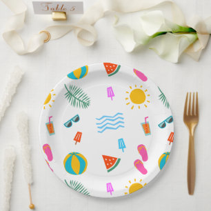 Summer Beach Pattern Paper Plates