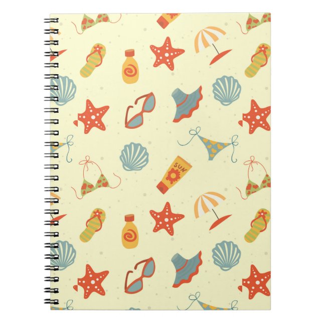 Summer Beach Pattern Spiral Notebook (Front)