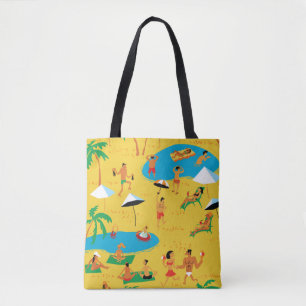 Summer beach people seamless pattern. Tropical bac Tote Bag