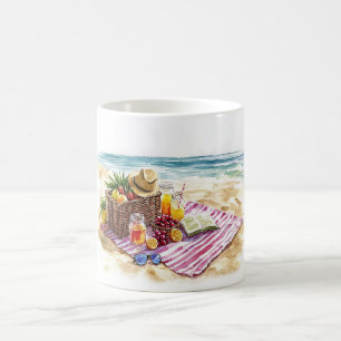 Summer Beach Picnic Watercolor Illustration – Vibr Coffee Mug