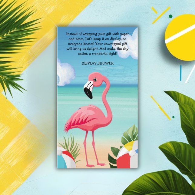 Summer Beach Pink Flamingo Baby Shower Enclosure Card (Creator Uploaded)