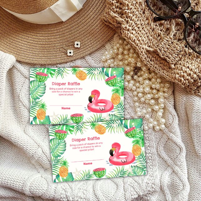 Summer Beach Pool Diaper Raffle Baby Shower  Enclosure Card (Summer Beach Pool Diaper Raffle Baby Shower Enclosure Card)