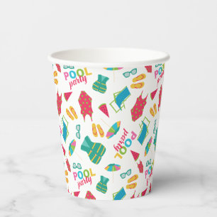 Summer Beach Pool Party Birthday Colourful Cute Paper Cups