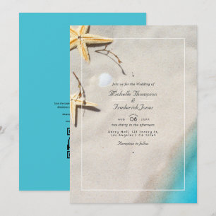 Summer Beach QR Code RSVP Wedding Invitation