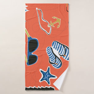 Summer Beach: Relaxing Seamless Pattern. Bath Towel
