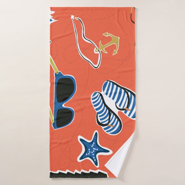 Summer Beach: Relaxing Seamless Pattern. Bath Towel (Bath Towel)