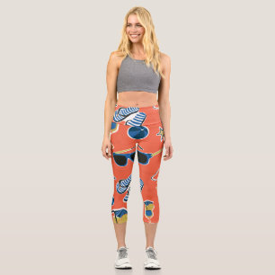 Summer Beach: Relaxing Seamless Pattern. Capri Leggings