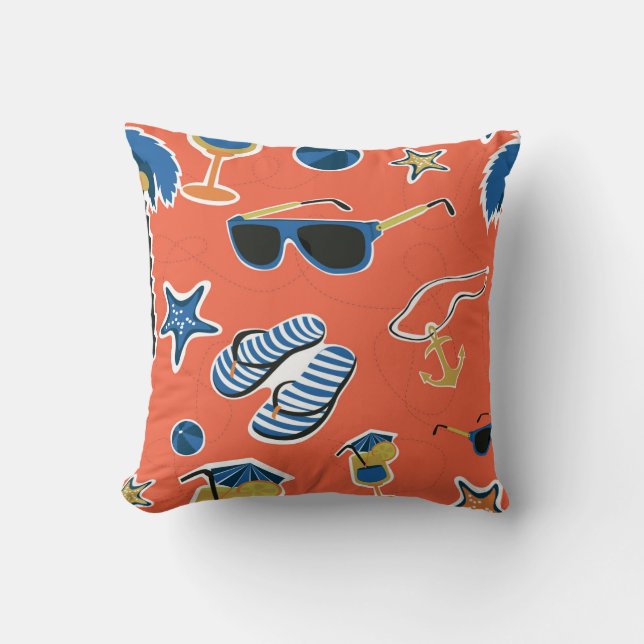 Summer Beach: Relaxing Seamless Pattern. Cushion (Front)