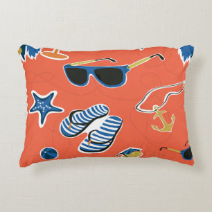 Summer Beach: Relaxing Seamless Pattern. Decorative Cushion