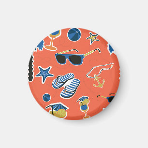 Summer Beach: Relaxing Seamless Pattern. Magnet