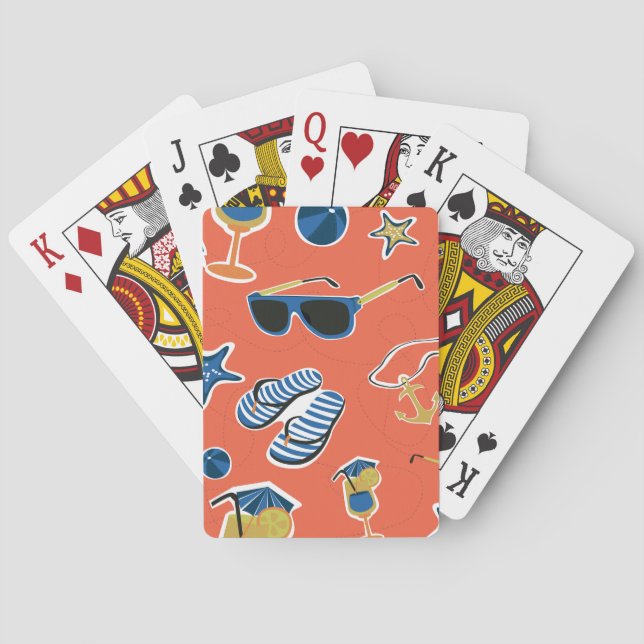 Summer Beach: Relaxing Seamless Pattern. Playing Cards (Back)