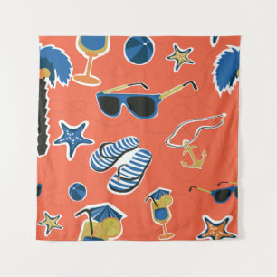 Summer Beach: Relaxing Seamless Pattern. Tapestry