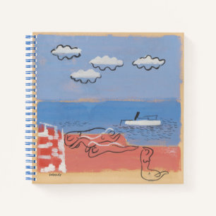Summer Beach, Sand and Blue Sky Contemporary Art Notebook