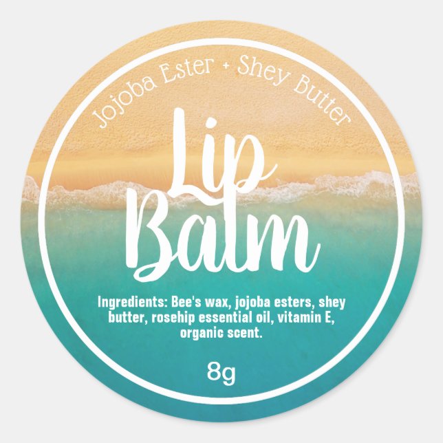 Summer Beach Sand Water Lip Balm Pot Labels (Front)