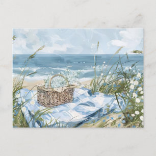 Summer Beach Scene Coastal Art Postcard