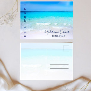 Summer Beach Scene Ocean Blue Thank You  Postcard