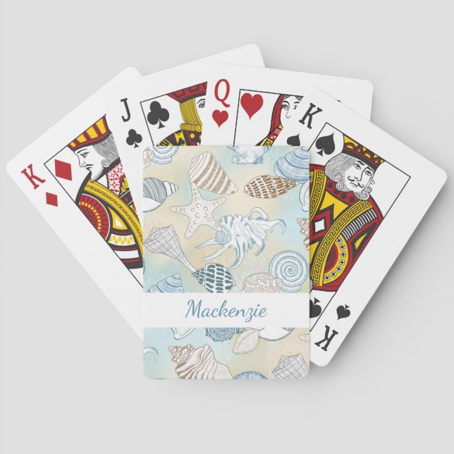 Summer Beach Seashells Personalised Playing Cards (Back)