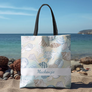 Summer Beach Seashells Personalised Tote Bag