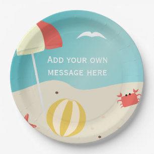 Summer Beach Seaside Holiday Custom Text Paper Plate