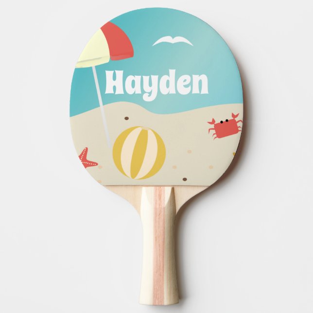 Summer Beach Seaside Holiday Personalised Ping Pong Paddle (Front)