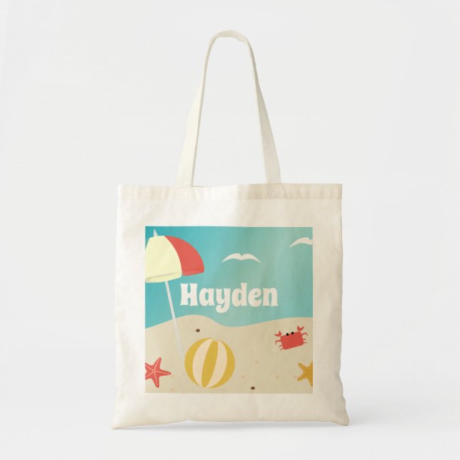Summer Beach Seaside Holiday Personalised Tote Bag (Front)