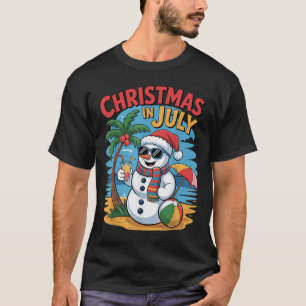 Summer Beach Snowman Christmas In July Funny Aloha T-Shirt