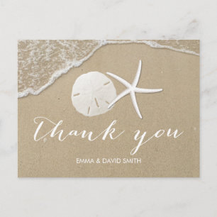 Summer Beach Starfish & Sand Dollar Thank You Postcard