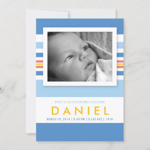 Summer Beach Stripes Baby Photo Birth Announcement