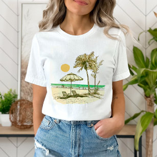 Summer Beach Sun Palm Tree Umbrella T-Shirt