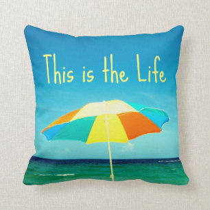 SUMMER BEACH SUN UMBRELLA PHOTO PILLOW
