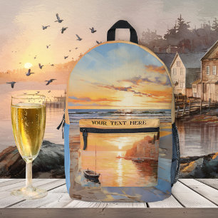 Summer Beach Sunset Nautical Printed Backpack