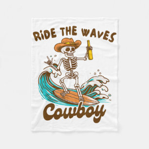 Summer Beach Surfing Lover Western Rides The Waves Fleece Blanket