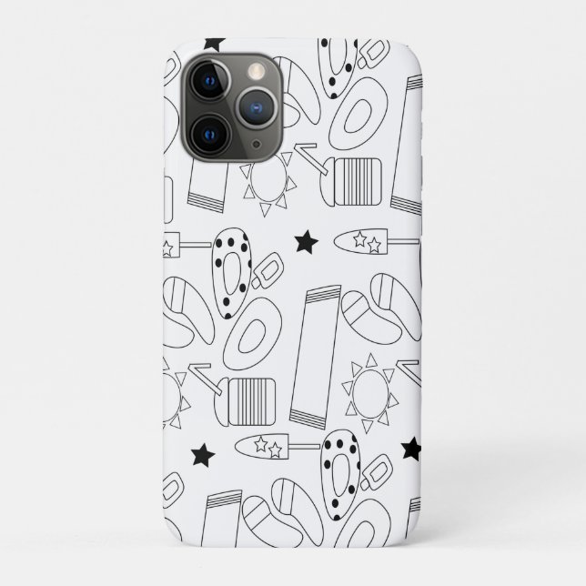 Summer Beach Theme Outlines Pattern  Case-Mate iPhone Case (Back)