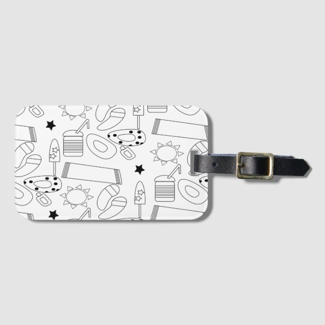 Summer Beach Theme Outlines Pattern   Luggage Tag (Front Horizontal)