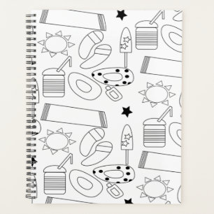Summer Beach Theme Outlines Pattern Notebook Planner
