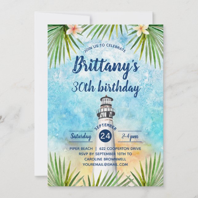 Summer Beach Themed Birthday Party Invitation (Front)