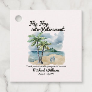 Summer Beach Themed Flip Flop Retirement Party Favour Tags