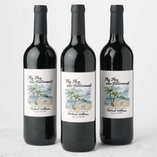Summer Beach Themed Flip Flop Retirement Party Wine Label
