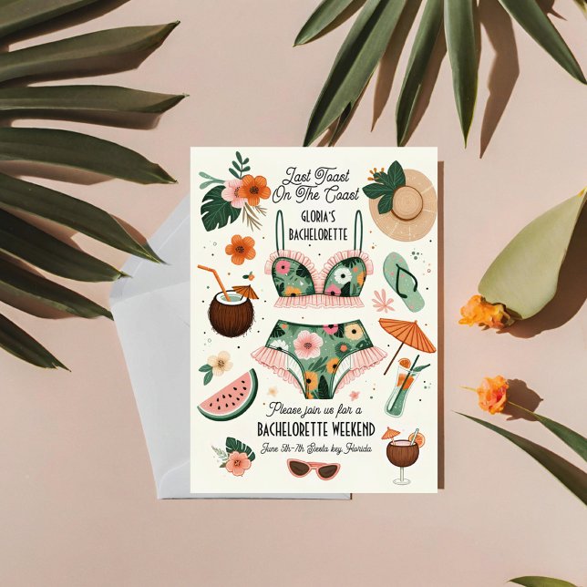 Summer Beach Tropical Bachelorette Weekend Party  Invitation (Creator Uploaded)