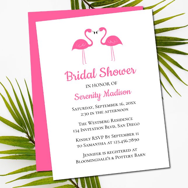 Summer Beach Tropical Pink Flamingo Bridal Shower  Invitation (Creator Uploaded)