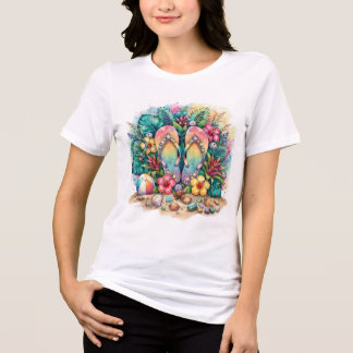 Summer Beach Vacation Floral Graphic Tee