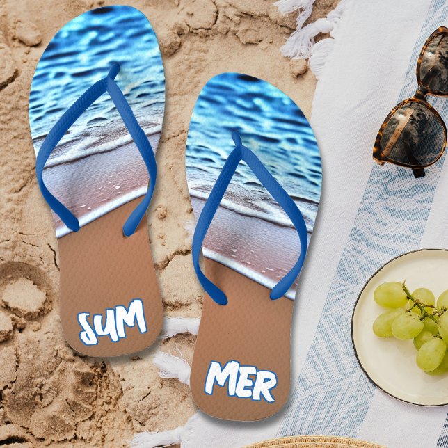 Summer Beach Vacation Jandals (Blue Summer Beach Vacation Flip Flops)