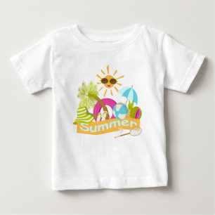 Summer beach vacation smiling sun in sunglasses baby T-Shirt