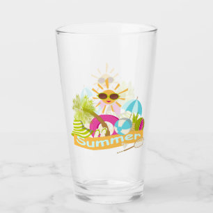 Summer beach vacation smiling sun in sunglasses glass
